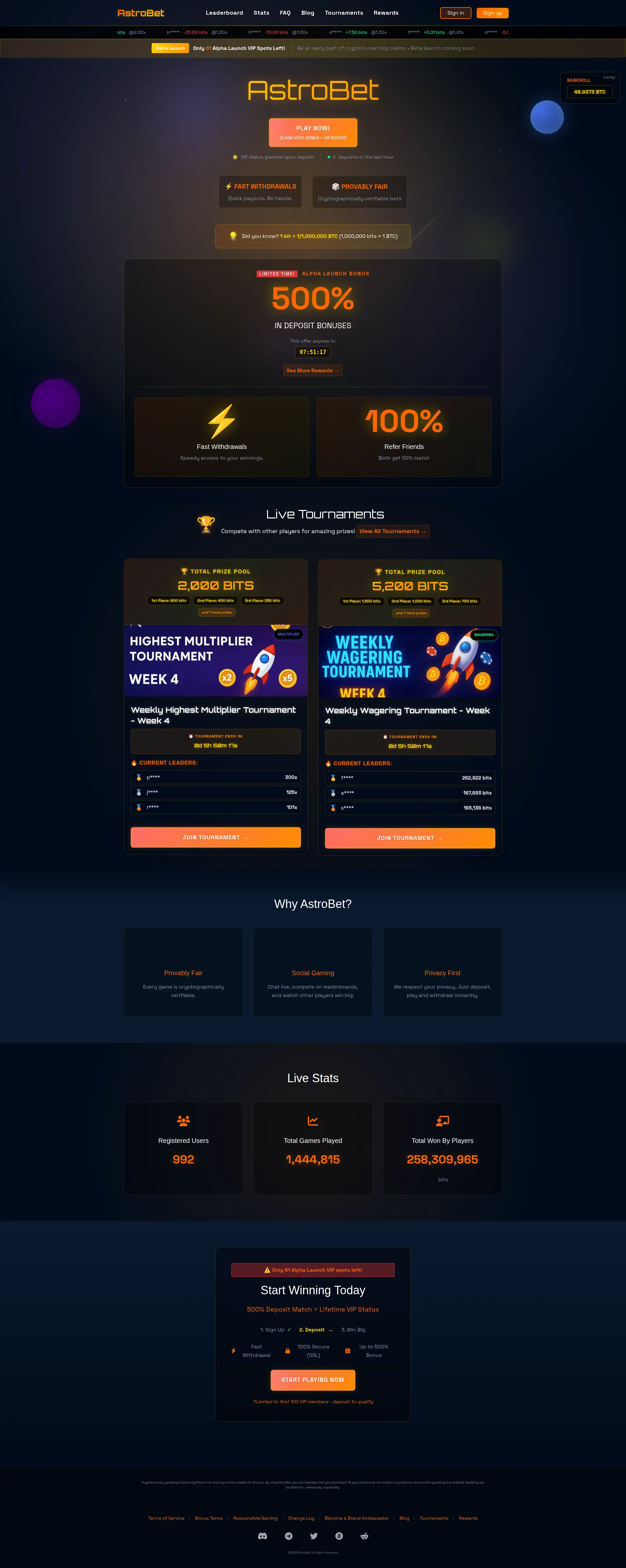 AstroBet Casino Home Page